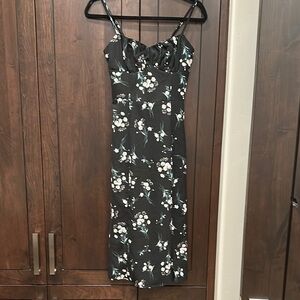 Black and White Spaghetti Strap Midi Dress for Night Out